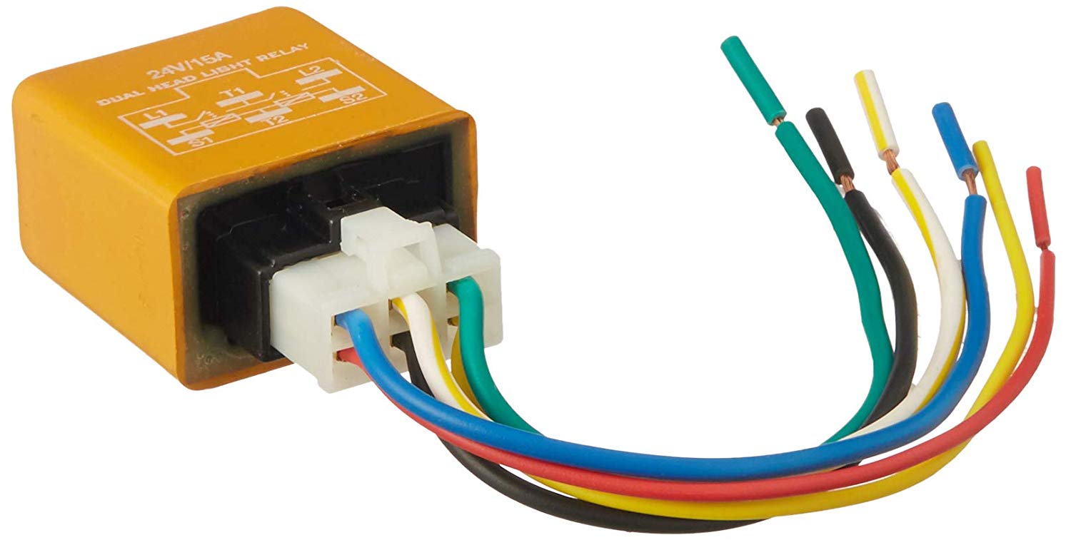 Uno Minda TD-2004 DUAL HEADLIGHT RELAY - WITH WIRE - 24V/ 15A For-TATA-UNIVERSAL Set of 1